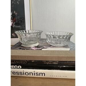 2 Vintage KIG Indonesia Pressed Glass Bowls One W/ A Silver Plate Base